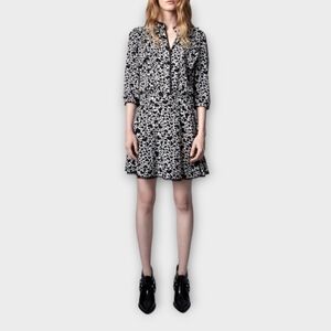 Zadig & Voltaire Remo Black & White Heart Print Dress